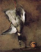 Jean Baptiste Simeon Chardin Wild ducks hanging on the wall, and the Orange France oil painting artist